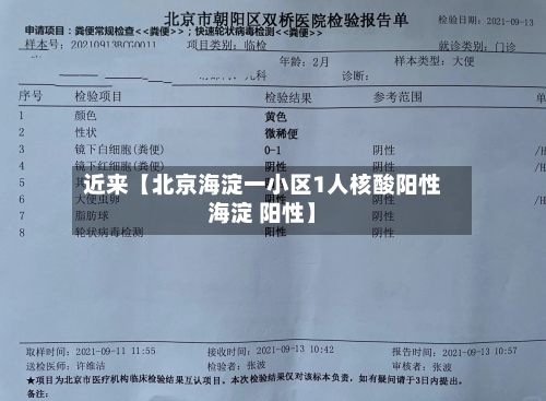 近来【北京海淀一小区1人核酸阳性海淀 阳性】